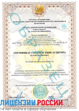 Образец сертификата соответствия аудитора №ST.RU.EXP.00014299-1 Электрогорск Сертификат ISO 14001